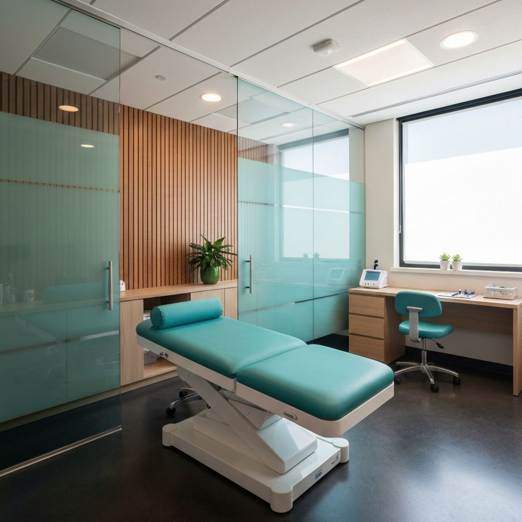 Sala de consulta moderna con ambiente cálido y profesional